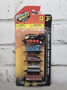 Adventure Wheels 5 Piece Die Cast Train Set Pull and Go Locomotive